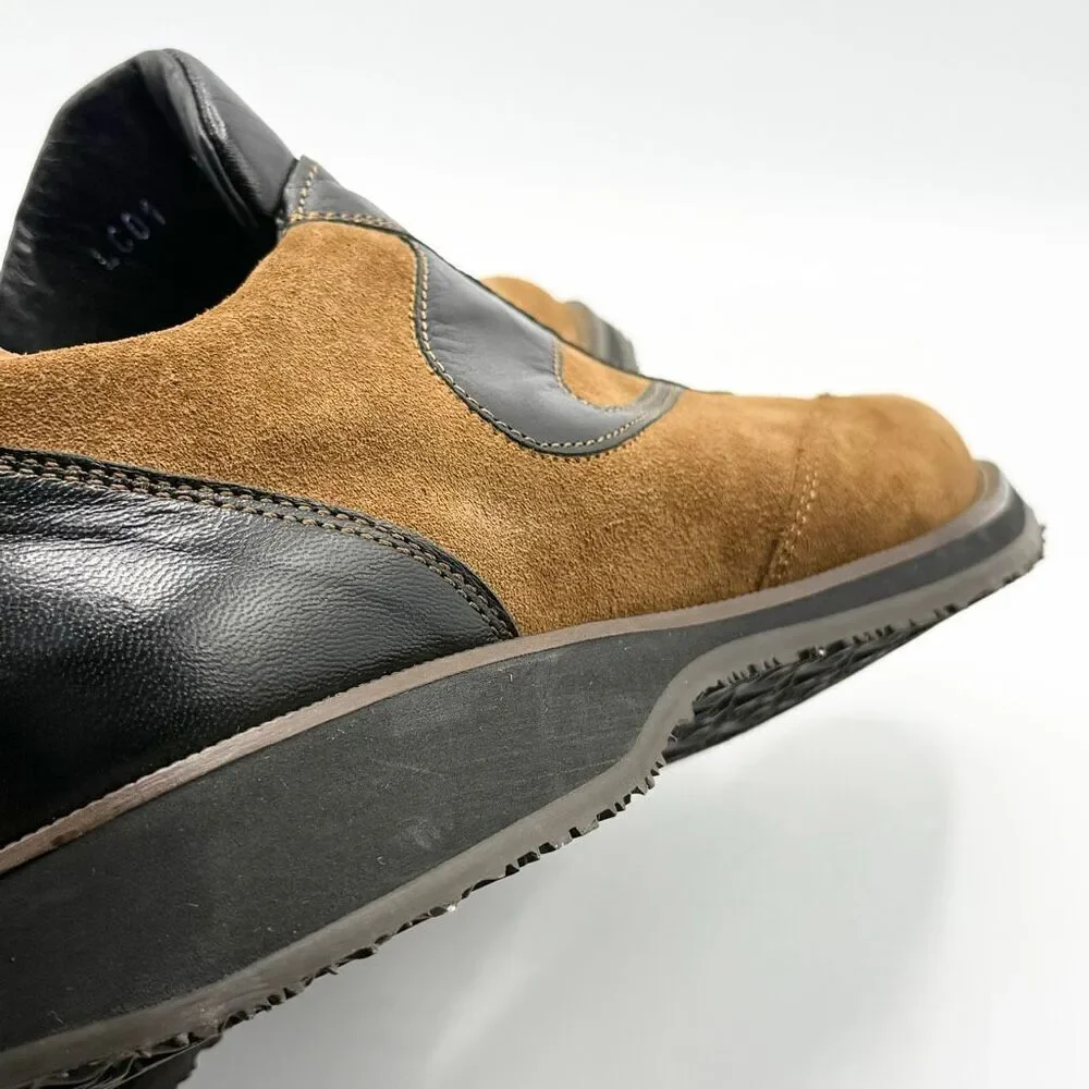 Lucan Fashion Brown Black Leather Suede Derby Shoes Made in Italy - Men’s EU 42